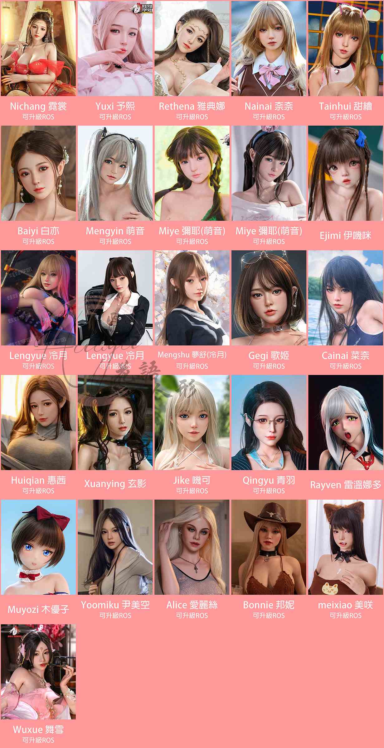 DollSenior娃娃學姐 頭型列表/頭雕目錄